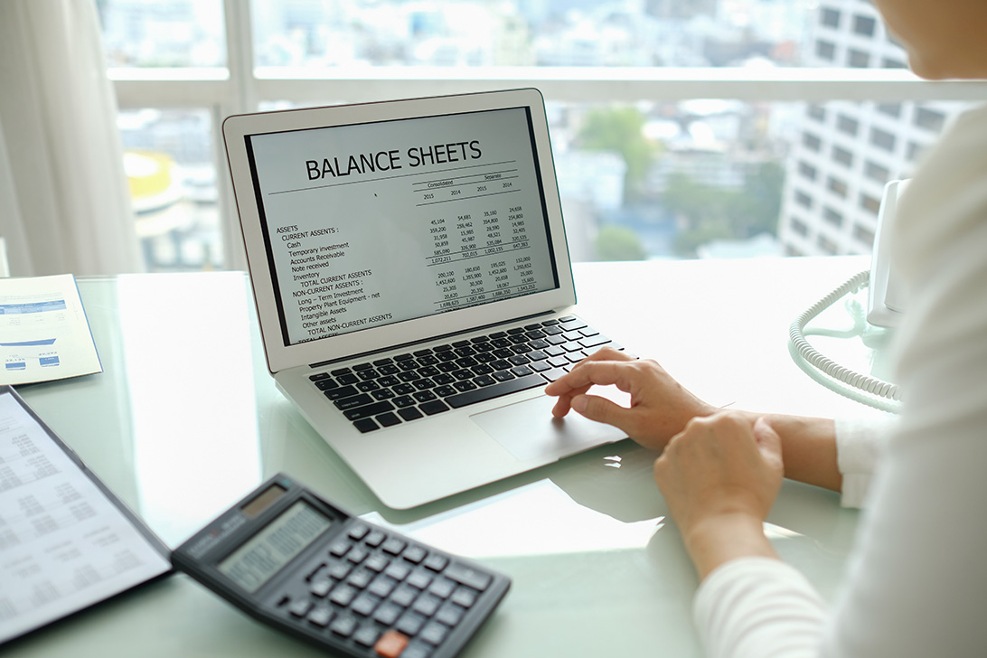 image show woman on accounting computer